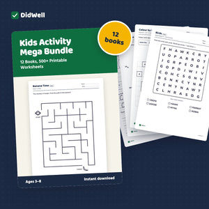 Kids Activity Mega Bundle: 12 Books, 500+ Printable Worksheets