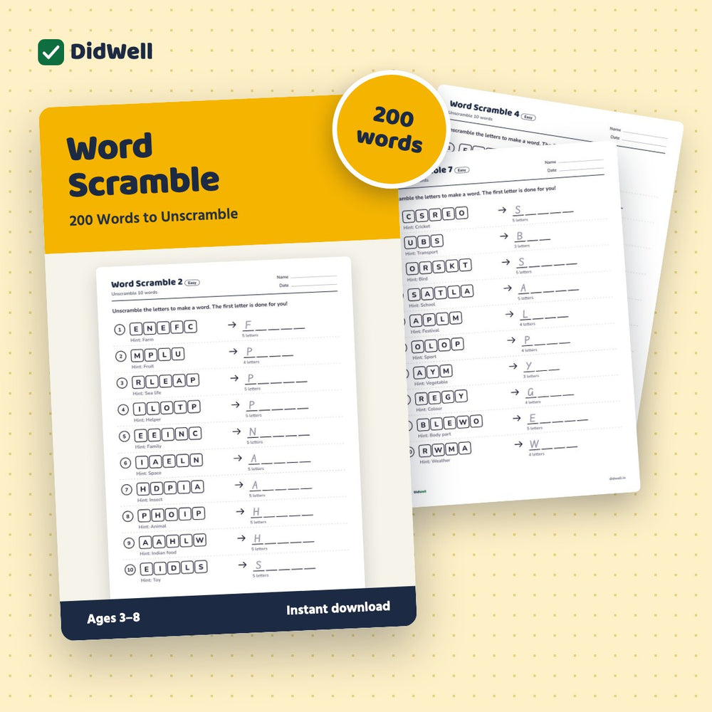 Word Scramble: 200 Words to Unscramble