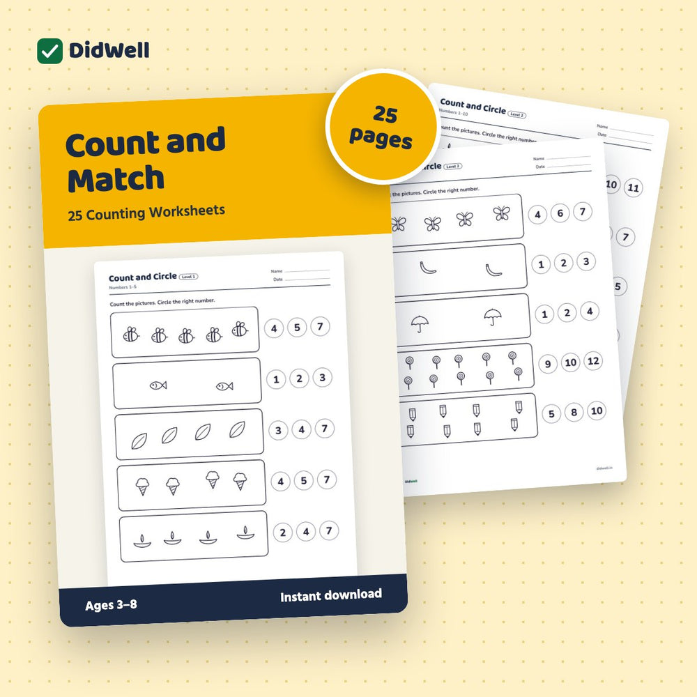 Count and Match: 25 Counting Worksheets