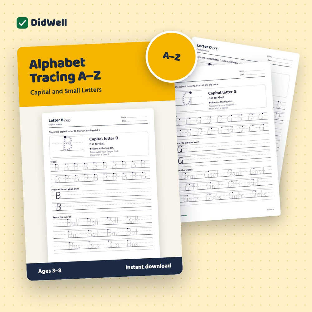 Alphabet Tracing A–Z: Capital and Small Letters