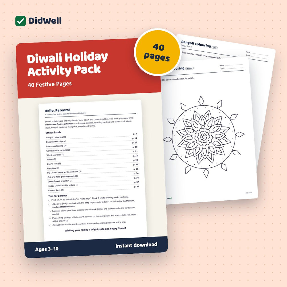 Diwali Holiday Activity Pack: 40 Festive Pages
