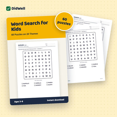 Word Search for Kids: 60 Puzzles on 20 Themes