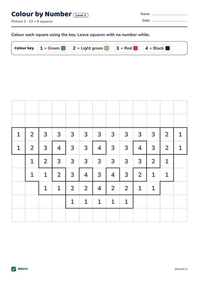 Colour by Number Level 1 Picture