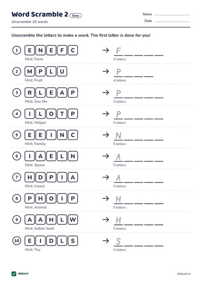 Word Scramble 2, easy
