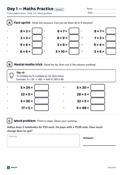 Day 1 Maths Practice