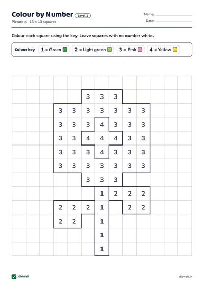 Colour by Number Level 1 Picture