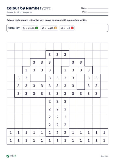 Colour by Number Level 1 Picture