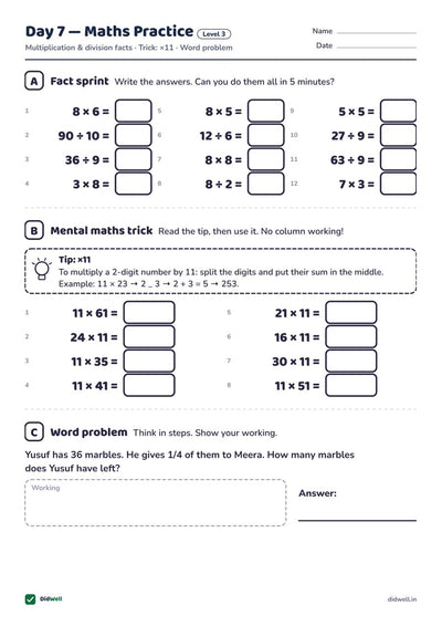 Day 7 Maths Practice
