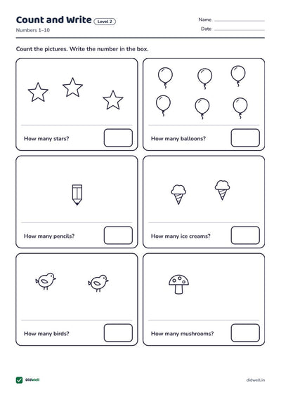 Count and Write, level 2