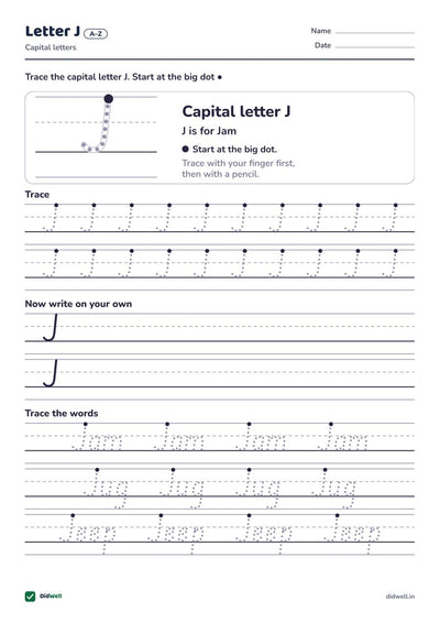 Letter J A–Z Capital letters