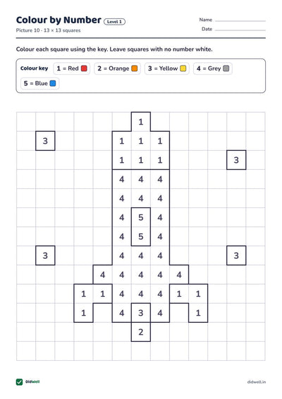 Colour by Number Level 1 Picture