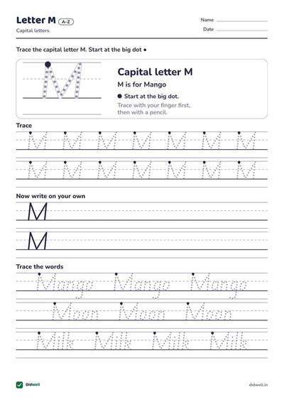 Letter M A–Z Capital letters