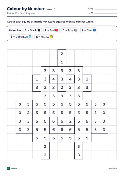 Colour by Number Level 1 Picture